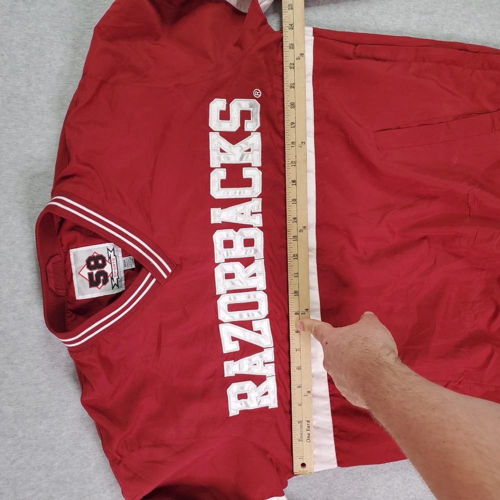 Vintage Arkansas Razorbacks Pullover Jacket Mens Med Red NCAA Football 58 Sports - Picture 12 of 16